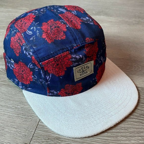 Cayler & Sons 5-Panel Floral StrapBack Hat. Buckle and Flowers Suede Velvet FIVE - Picture 1 of 6